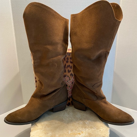 NIB Sz 9 Naughty Monkey Harmony Rust Suede Tall Slouch Fit Flat Heel Boots - Picture 5 of 16